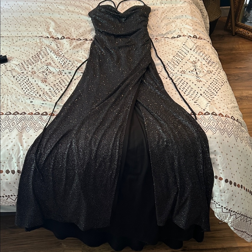 Elegant Black Glitter Maxi Dress